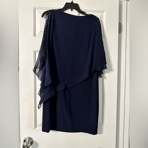 Xscape Navy Asymmetrical Flowy Dress